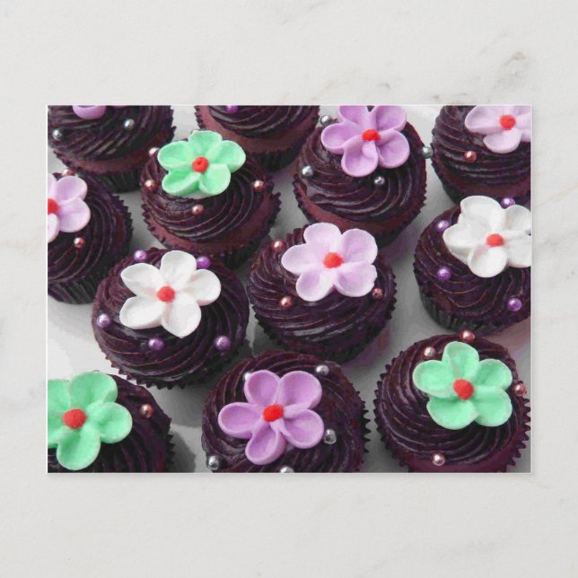 Carte Postale Cupcakes floral surmonté (Devant)