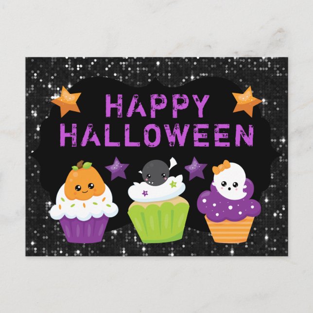 Carte Postale Cupcakes Kawaii Halloween (Devant)