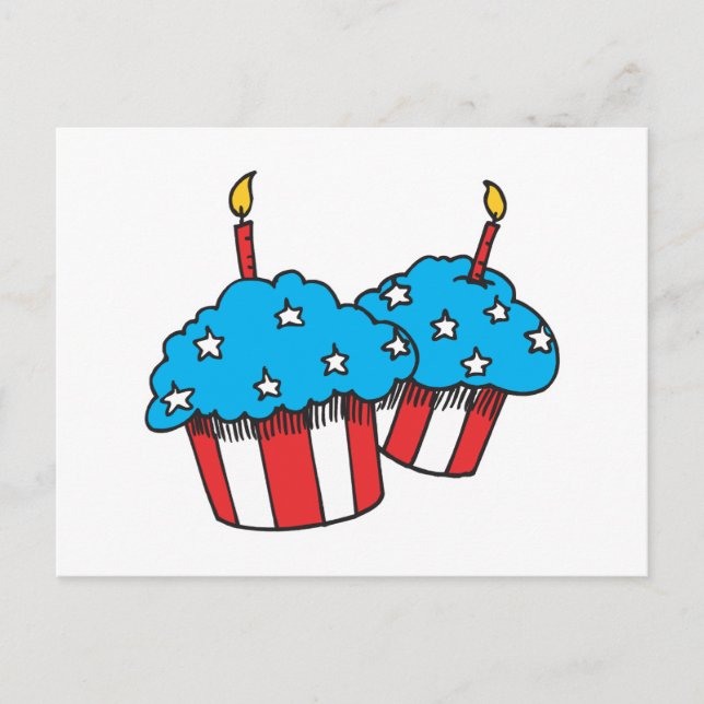 Carte Postale cupcakes patriotiques USA (Devant)