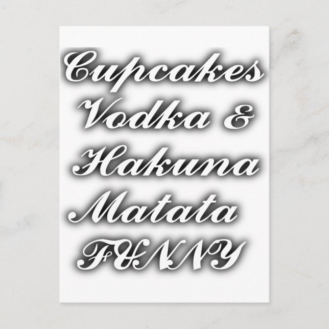 Carte Postale Cupcakes Vodka Hakuna Matata FUNNY (Devant)