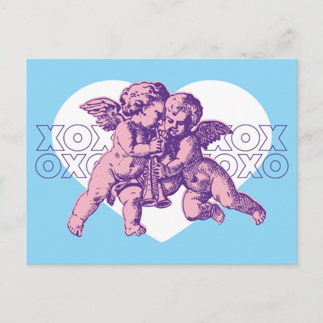 Carte Postale Cupid Valentine, bleu pourpre (Devant)