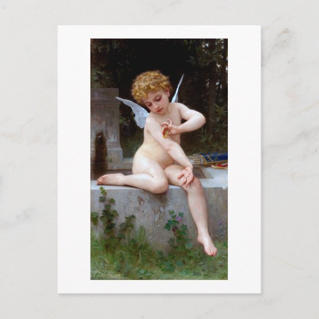 Carte Postale Cupidé avec un papillon, Bouguereau (Devant)