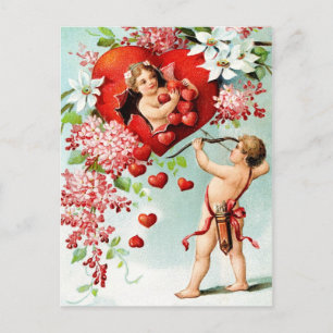 Carte Postale Cupide et une douche de coeur