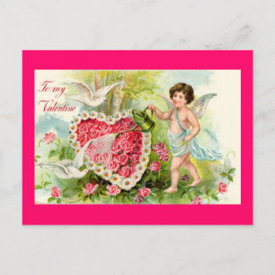 Carte postale Cupide Valentine rose Roses