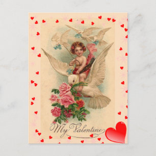 Carte Postale Cupide victorienne vintage sur Dove Valentine