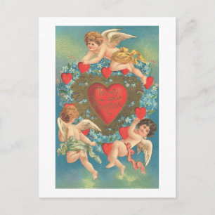 Carte Postale Cupides avec Coeurs (2)