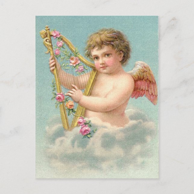 Carte Postale Cupides vintages avec coeur (Devant)