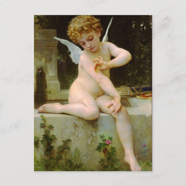 Carte Postale Cupidon et papillon de Bouguereau (Devant)