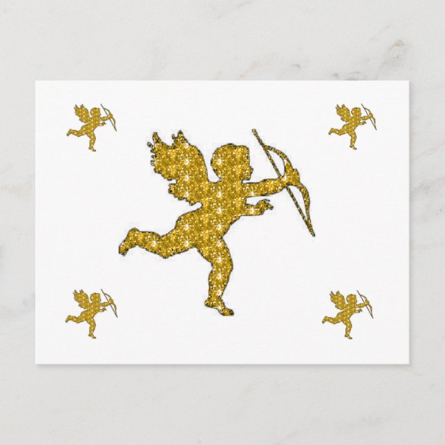 Carte Postale Cupidon Or (Devant)