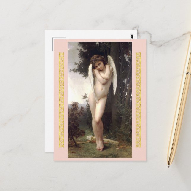 Carte Postale Cupidon, par Bouguereau (Devant/Arrière en situation)