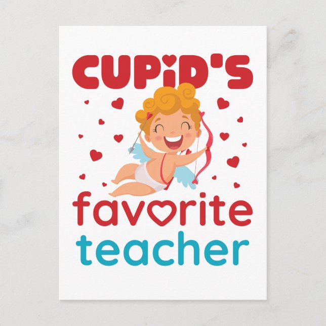 Carte Postale Cupid's Favorite Teacher Cute Valentine's Day (Devant)