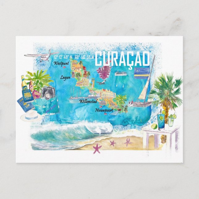 Carte Postale Curacao Antilles néerlandaises île des Caraïbes  (Devant)