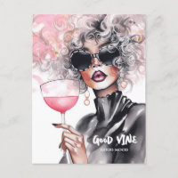 Curé fille rouge lèvres vigne robe noire aquarelle