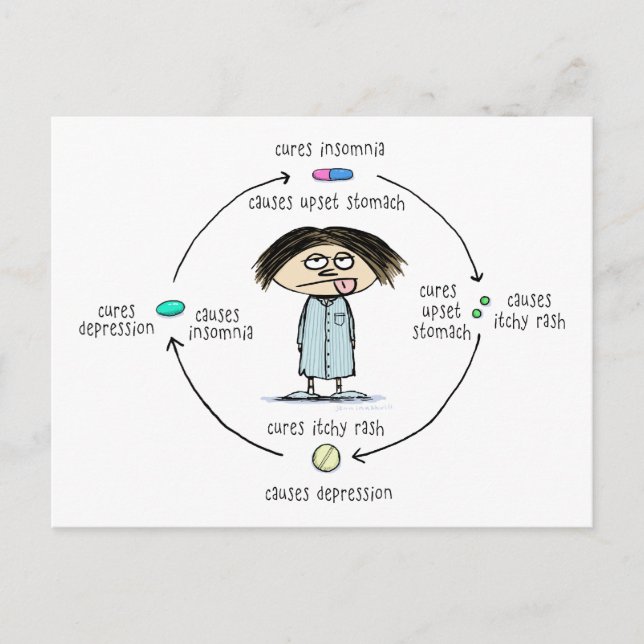 Carte Postale Cures et causes médicinales Drôle Cartoon (Devant)