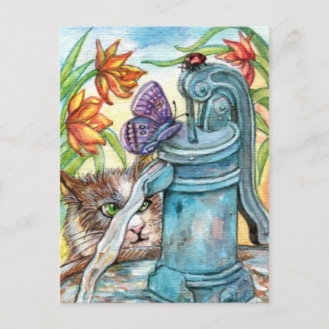 Carte Postale Curieux chat (Devant)