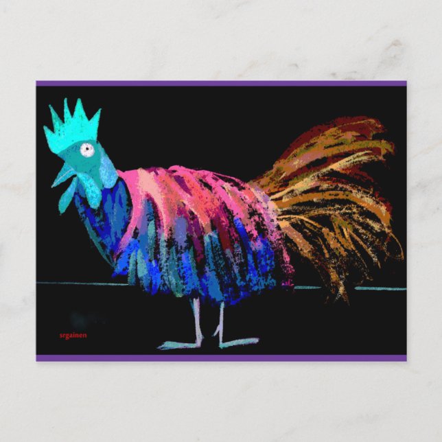 Carte postale Curieux Coq #1 (Devant)
