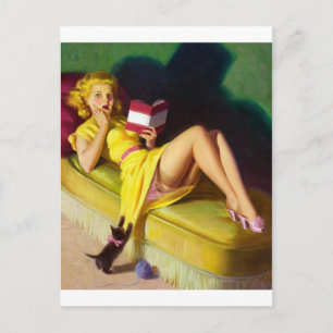 Carte Postale Curieux Kitten Pin Up