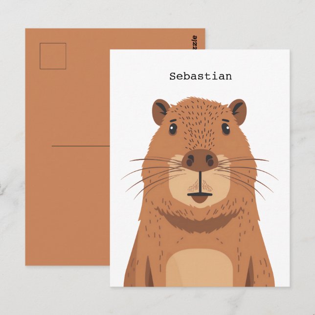 Carte Postale Curieux portrait Capybara (Devant / Derrière)