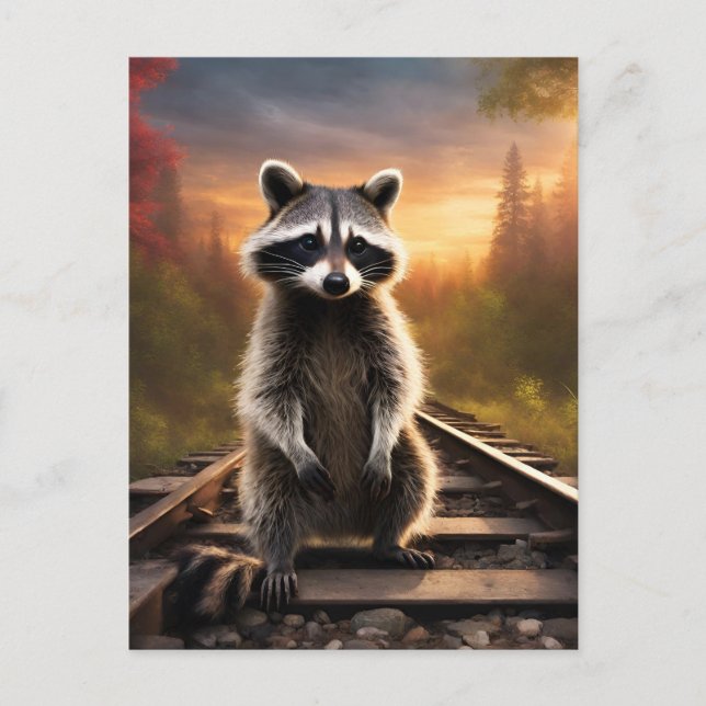 Carte Postale Curieux Raccoon (Devant)