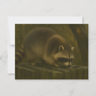 Carte Postale Curieux Raccoon - Forêt réaliste Faune