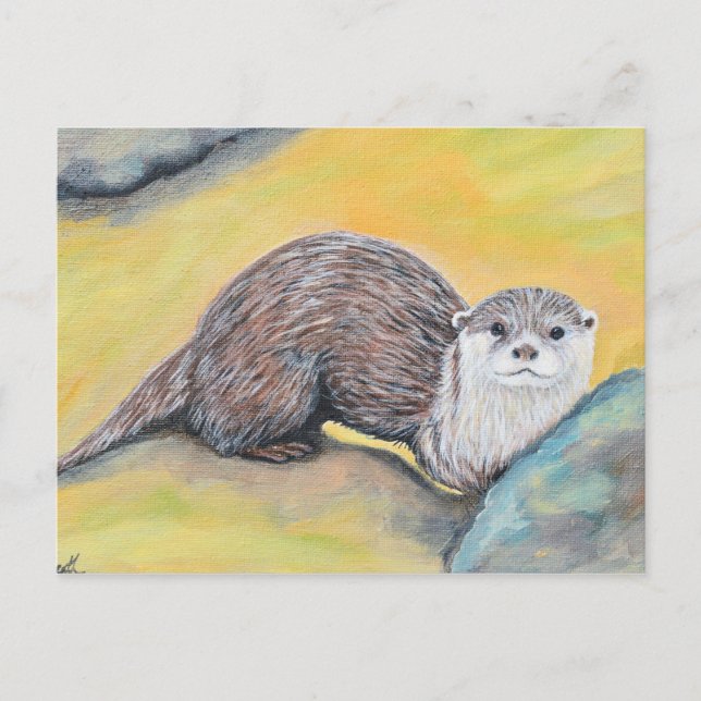 Carte Postale Curieux tableau de Otter (Devant)