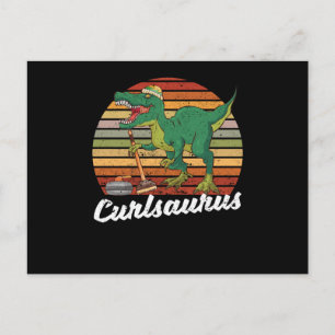 Carte Postale Curling Saurus Dinosaur Curler Trex Hiver
