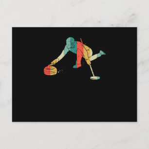 Carte Postale Curling Silhouette des joueurs de curling glissant