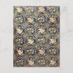 Carte Postale Curtain decorated with swans and fleur-de-lys