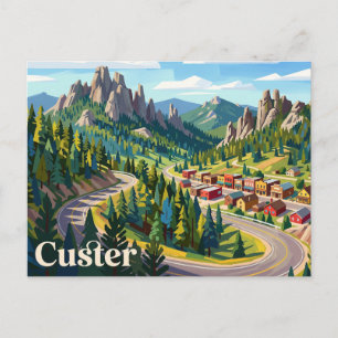 Carte Postale Custer, Dakota du Sud, États-Unis