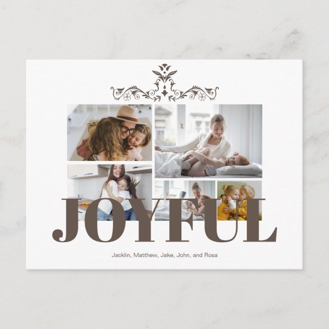 Carte Postale Custom 5 Photos Typographie Joyeux vacances (Devant)
