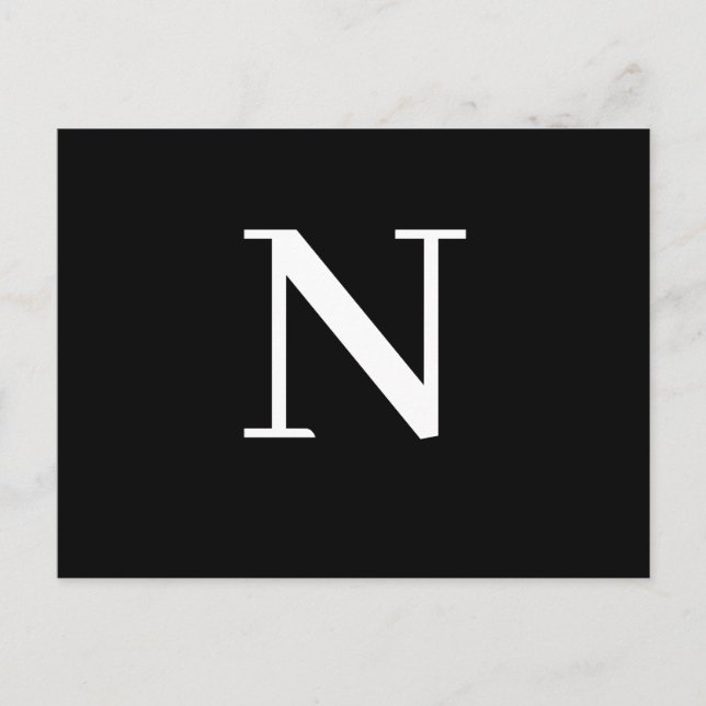 Carte Postale Custom Black Modern Alphabet Initial Design (Devant)