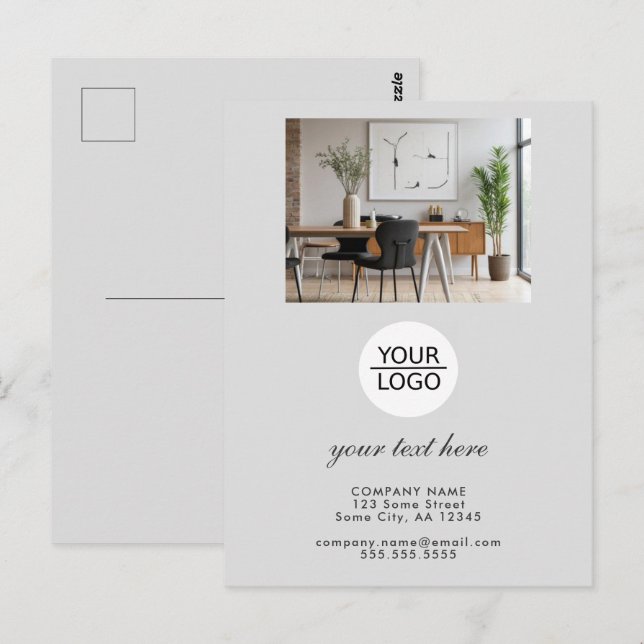 Carte Postale Custom Business Logo & Text Office (Devant / Derrière)