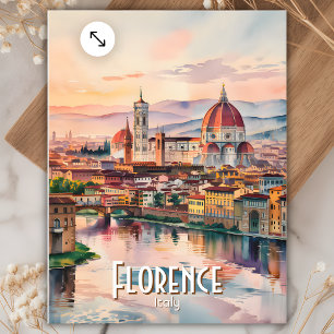 Carte Postale Custom Florence Duomo Cathedral Watercolor Skyline