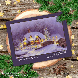Carte Postale Custom Happy Holidays Winter Wonderland Aquarelle