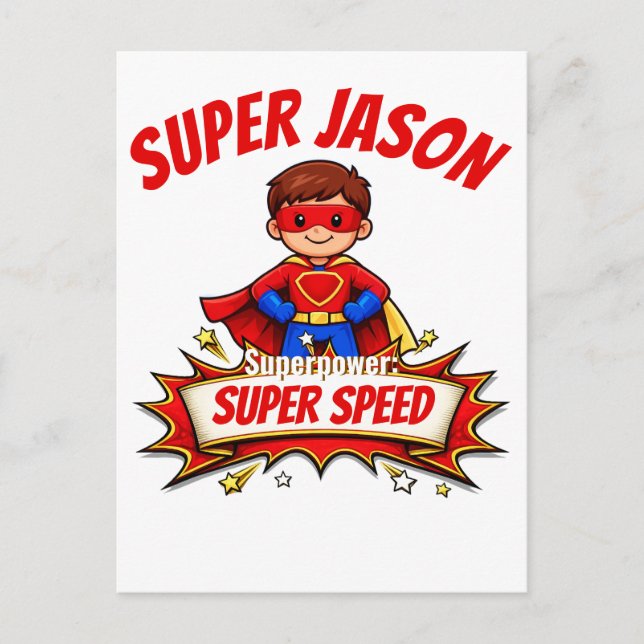Carte Postale Custom Kids Superhero Name & Superpower (Devant)
