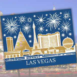 Carte Postale Custom Las Vegas Strip Skyline Vintage Cityscape