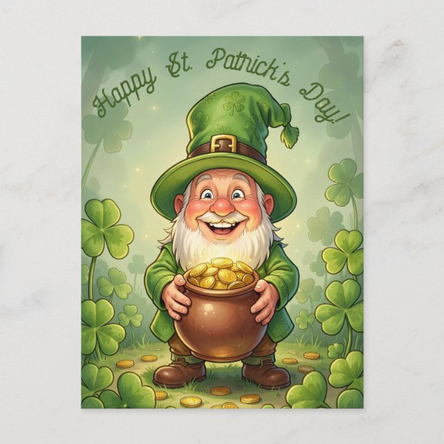 Carte Postale Custom Leprechaun Gnome Happy St. Patrick's Day  (Devant)