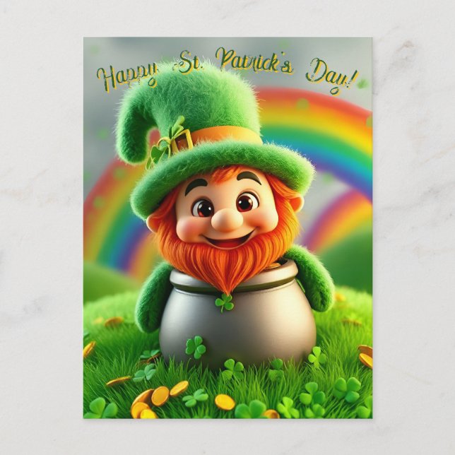 Carte Postale Custom Leprechaun Gnome St. Patrick's Day Shamrock (Devant)