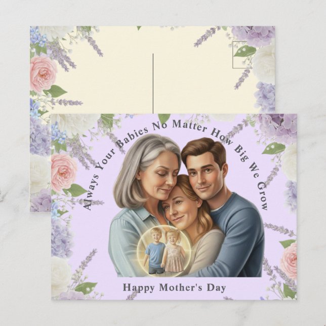 Carte Postale Custom Mother's day photo Always your babies  (Devant / Derrière)