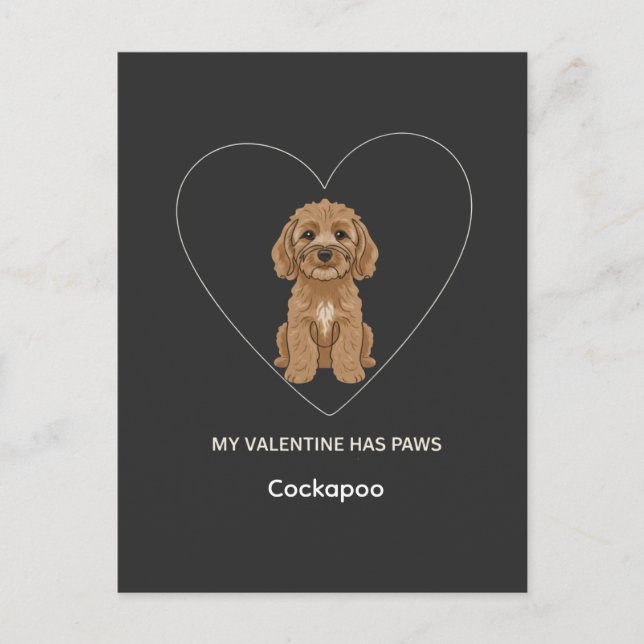 Carte Postale Custom My Valentine Has Paws Cockapoo Dog Lover (Devant)