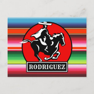 Carte Postale CUSTOM NAME Charro Horse Spanish Mexican Serape