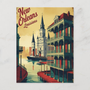 Carte Postale Custom New Orleans Louisiane Travel Art Vintage