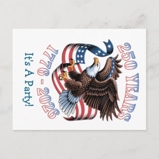 Carte Postale Custom Patriotic USA 250 year party invitatation
