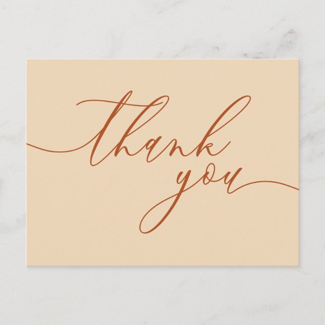 Carte Postale Custom Photo terracotta script signature thank you (Devant)