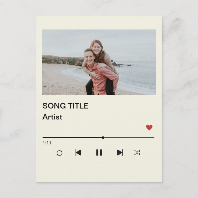 Carte Postale Custom Playlist Photo and Song QR Code PostCard  (Devant)