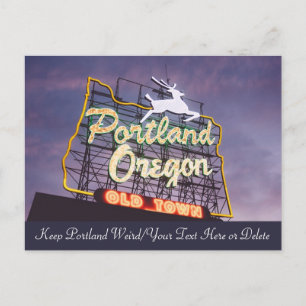 Carte Postale Custom Text Portland Oregon White Stag Neon Sign