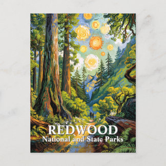 Carte Postale Custom Van Gogh Redwood National Park Hiking Trail
