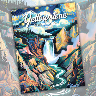 Carte Postale Custom Van Gogh Yellowstone Lower Falls Coloré