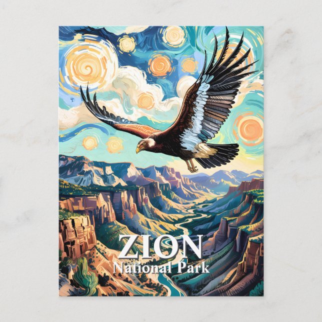Carte Postale Custom Van Gogh Zion Canyon Bird California Condor (Devant)