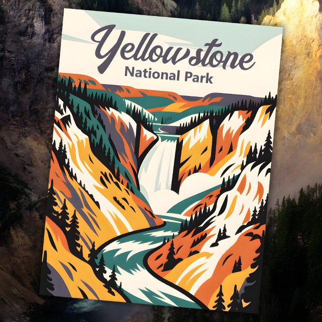 Carte Postale Custom Yellowstone National Park Lower Falls Retro (Custom Yellowstone National Park Lower Falls Retro Postcard)